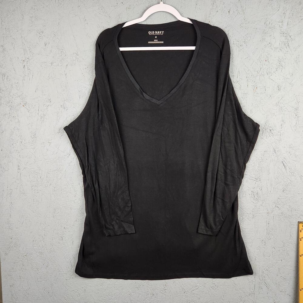 Old Navy Shirt Womens 4X Black V-Neck Long Sleeve Plus Size Cold Shoulder Top